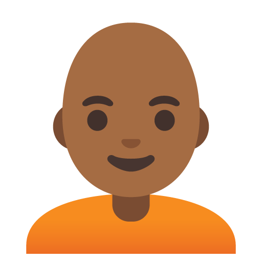 Google design of the person: medium-dark skin tone bald emoji verson:Noto Color Emoji 15.0