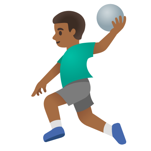Google design of the man playing handball: medium-dark skin tone emoji verson:Noto Color Emoji 15.0
