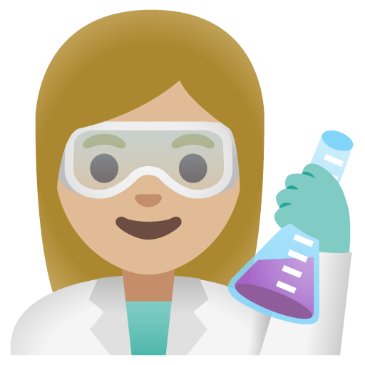 Google design of the woman scientist: medium-light skin tone emoji verson:Noto Color Emoji 15.0