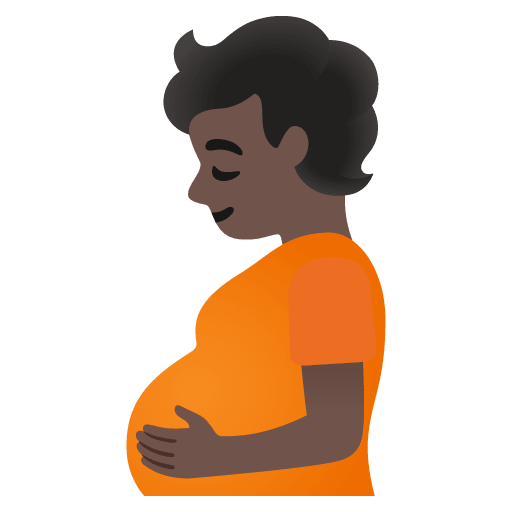 Google design of the pregnant person: dark skin tone emoji verson:Noto Color Emoji 15.0
