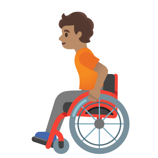 Google design of the person in manual wheelchair: medium skin tone emoji verson:Noto Color Emoji 15.0