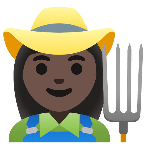 Google design of the woman farmer: dark skin tone emoji verson:Noto Color Emoji 15.0