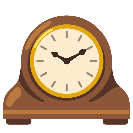 Google design of the mantelpiece clock emoji verson:Noto Color Emoji 15.0