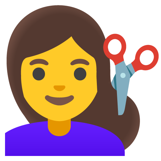 Google design of the woman getting haircut emoji verson:Noto Color Emoji 15.0