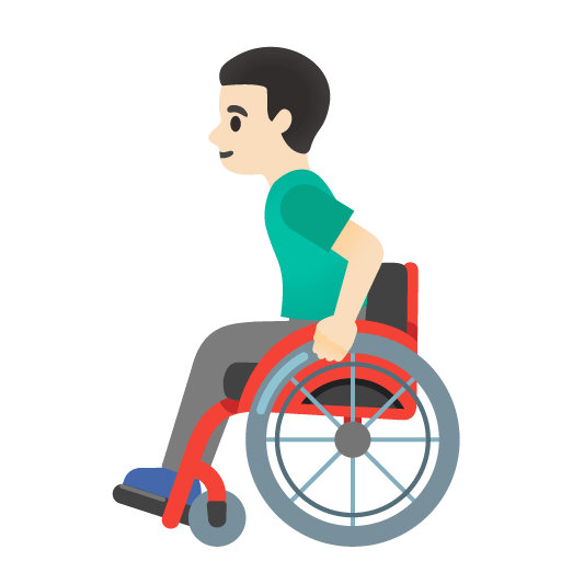 Google design of the man in manual wheelchair: light skin tone emoji verson:Noto Color Emoji 15.0