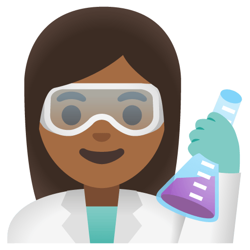 Google design of the woman scientist: medium-dark skin tone emoji verson:Noto Color Emoji 15.0