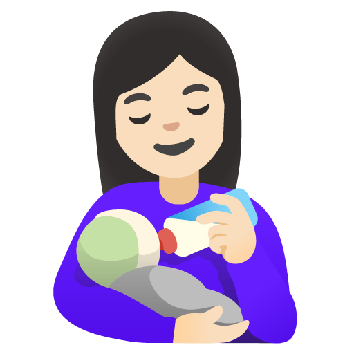 Google design of the woman feeding baby: light skin tone emoji verson:Noto Color Emoji 15.0