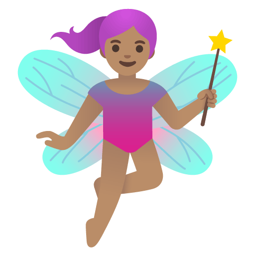 Google design of the woman fairy: medium skin tone emoji verson:Noto Color Emoji 15.0