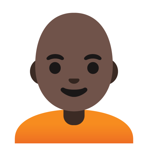 Google design of the person: dark skin tone bald emoji verson:Noto Color Emoji 15.0