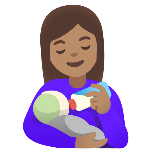 Google design of the woman feeding baby: medium skin tone emoji verson:Noto Color Emoji 15.0
