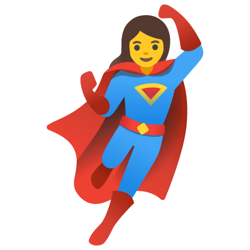 Google design of the woman superhero emoji verson:Noto Color Emoji 15.0