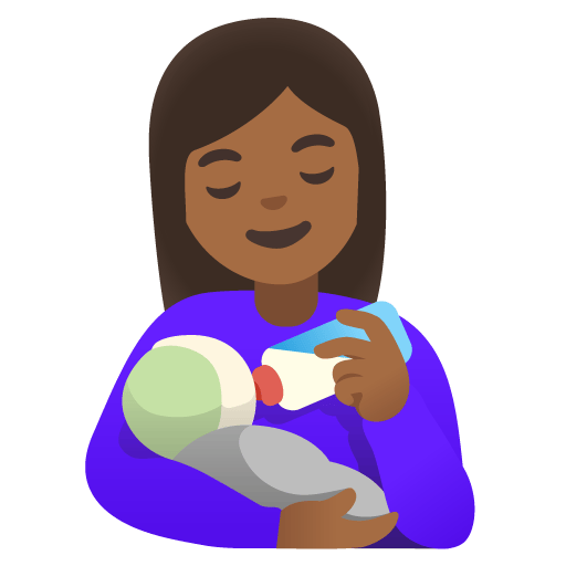 Google design of the woman feeding baby: medium-dark skin tone emoji verson:Noto Color Emoji 15.0