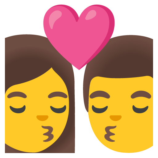 Google design of the kiss: woman man emoji verson:Noto Color Emoji 15.0