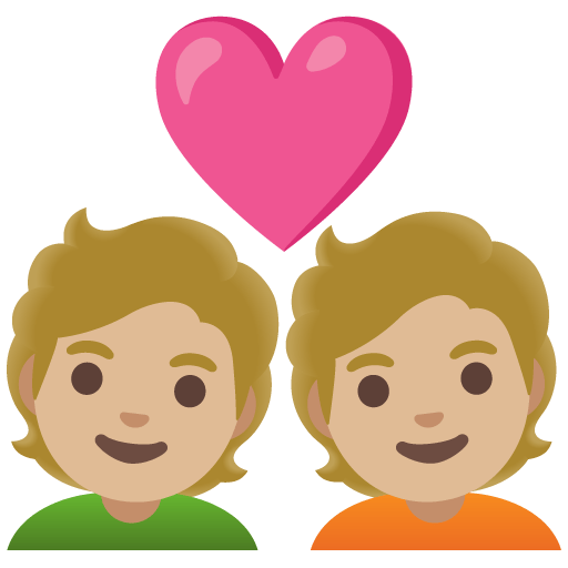 Google design of the couple with heart: medium-light skin tone emoji verson:Noto Color Emoji 15.0