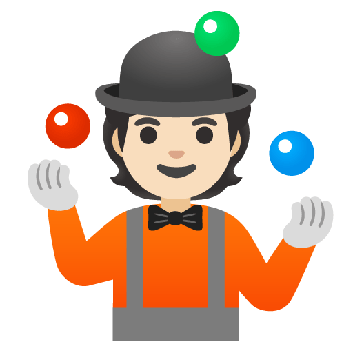 Google design of the person juggling: light skin tone emoji verson:Noto Color Emoji 15.0