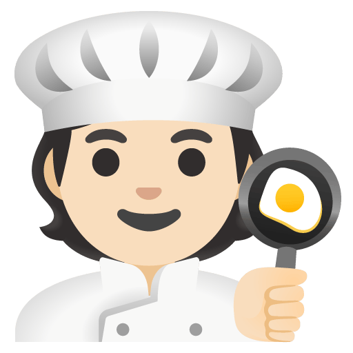 Google design of the cook: light skin tone emoji verson:Noto Color Emoji 15.0