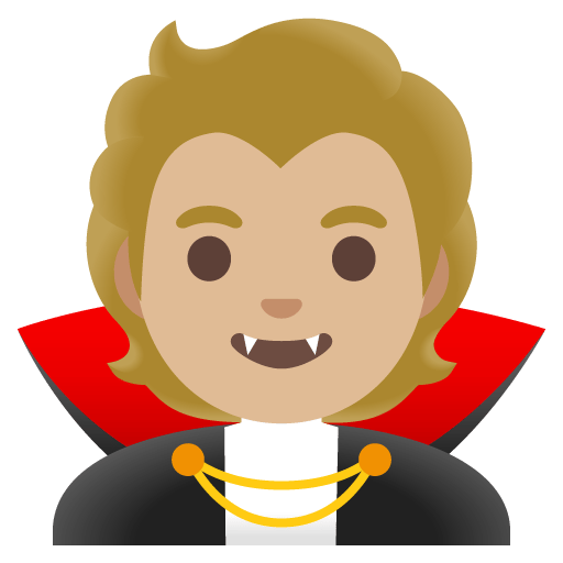Google design of the vampire: medium-light skin tone emoji verson:Noto Color Emoji 15.0