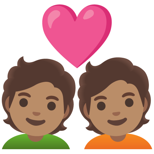 Google design of the couple with heart: medium skin tone emoji verson:Noto Color Emoji 15.0