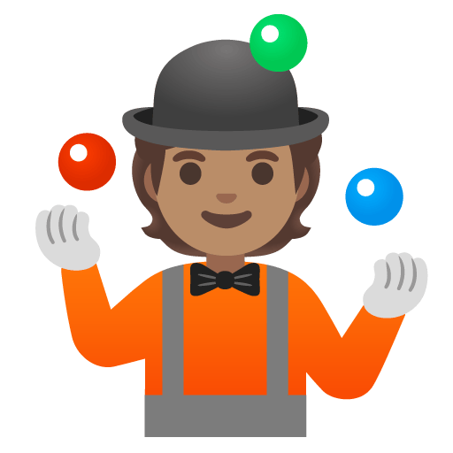 Google design of the person juggling: medium skin tone emoji verson:Noto Color Emoji 15.0