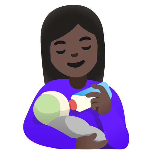 Google design of the woman feeding baby: dark skin tone emoji verson:Noto Color Emoji 15.0
