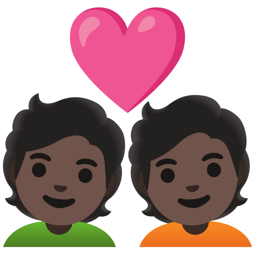 Google design of the couple with heart: dark skin tone emoji verson:Noto Color Emoji 15.0