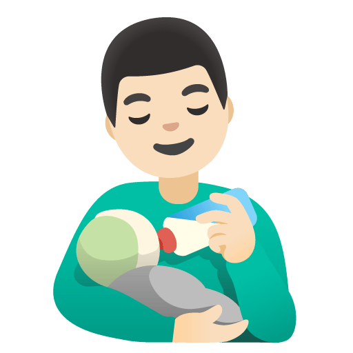 Google design of the man feeding baby: light skin tone emoji verson:Noto Color Emoji 15.0