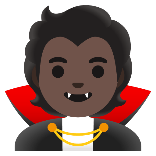 Google design of the vampire: dark skin tone emoji verson:Noto Color Emoji 15.0