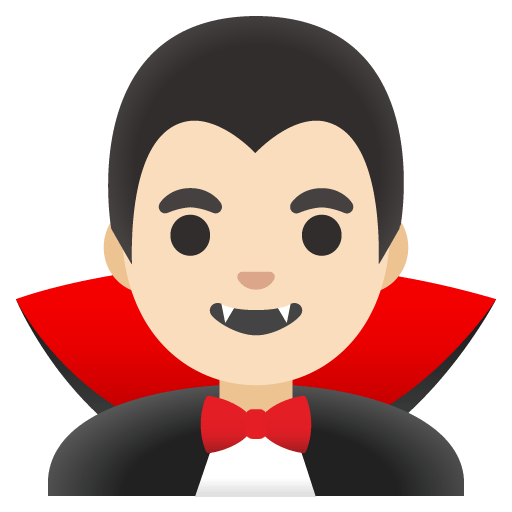 Google design of the man vampire: light skin tone emoji verson:Noto Color Emoji 15.0