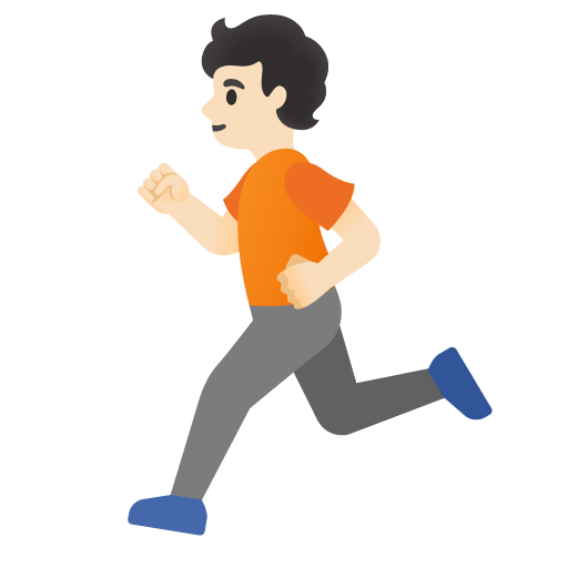 Google design of the person running: light skin tone emoji verson:Noto Color Emoji 15.0
