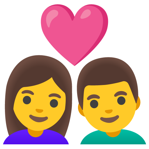 Google design of the couple with heart: woman man emoji verson:Noto Color Emoji 15.0
