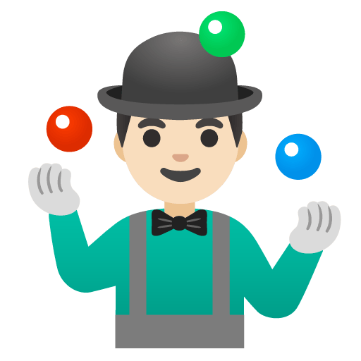 Google design of the man juggling: light skin tone emoji verson:Noto Color Emoji 15.0