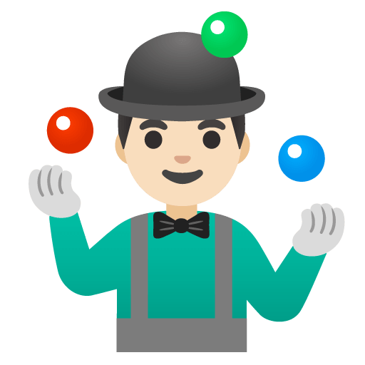Google design of the man juggling: light skin tone emoji verson:Noto Color Emoji 15.0