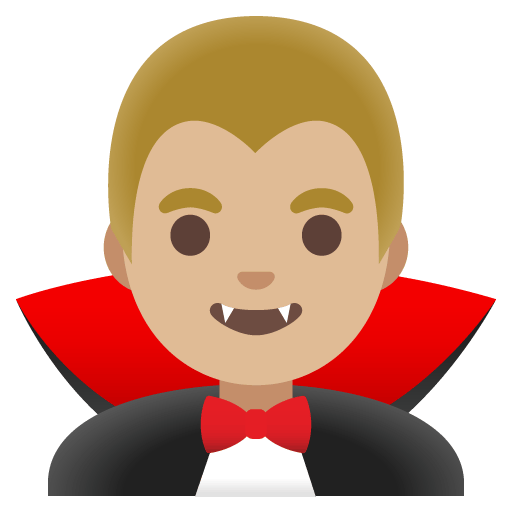 Google design of the man vampire: medium-light skin tone emoji verson:Noto Color Emoji 15.0