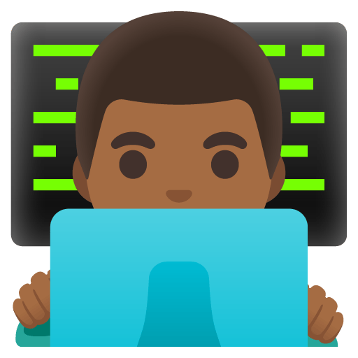 Google design of the man technologist: medium-dark skin tone emoji verson:Noto Color Emoji 15.0
