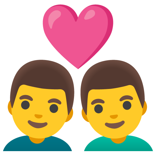 Google design of the couple with heart: man man emoji verson:Noto Color Emoji 15.0