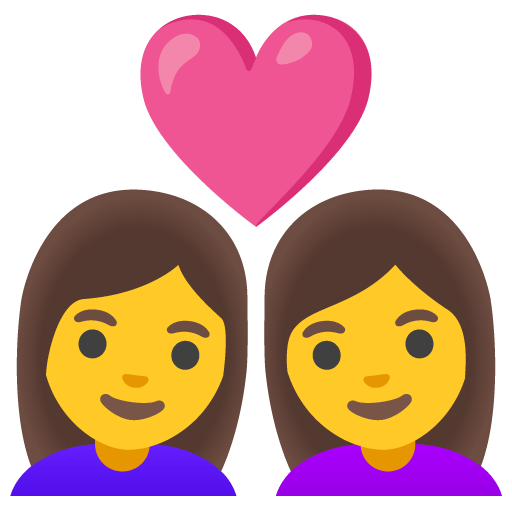 Google design of the couple with heart: woman woman emoji verson:Noto Color Emoji 15.0