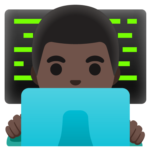 Google design of the man technologist: dark skin tone emoji verson:Noto Color Emoji 15.0