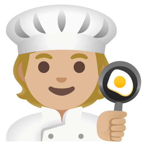 Google design of the cook: medium-light skin tone emoji verson:Noto Color Emoji 15.0