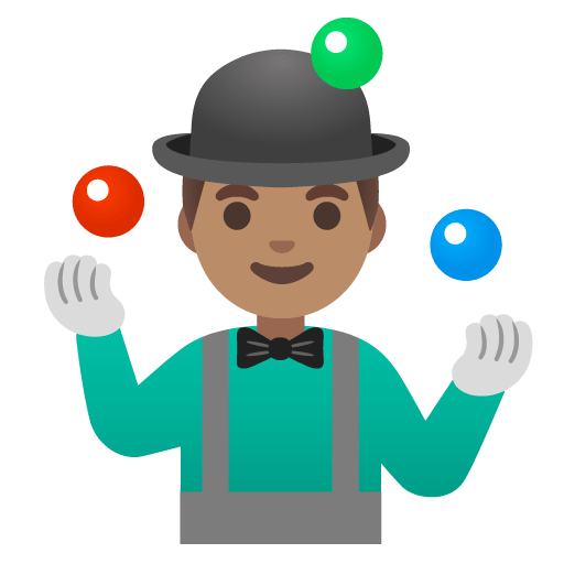 Google design of the man juggling: medium skin tone emoji verson:Noto Color Emoji 15.0
