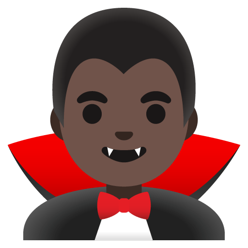Google design of the man vampire: dark skin tone emoji verson:Noto Color Emoji 15.0