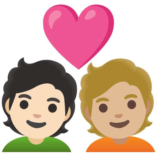 Google design of the couple with heart: person person light skin tone medium-light skin tone emoji verson:Noto Color Emoji 15.0