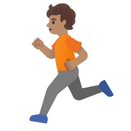 Google design of the person running: medium skin tone emoji verson:Noto Color Emoji 15.0