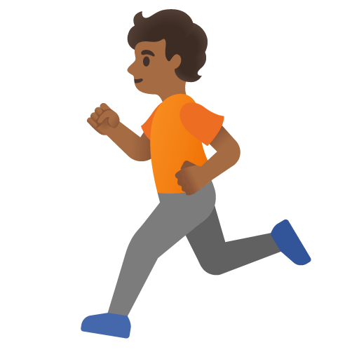 Google design of the person running: medium-dark skin tone emoji verson:Noto Color Emoji 15.0
