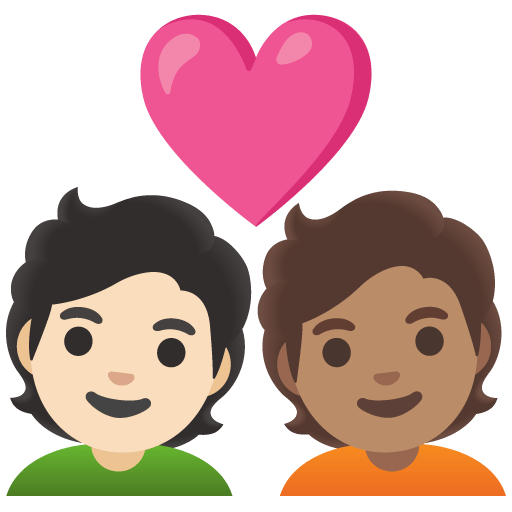 Google design of the couple with heart: person person light skin tone medium skin tone emoji verson:Noto Color Emoji 15.0