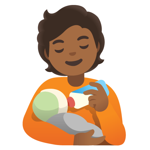 Google design of the person feeding baby: medium-dark skin tone emoji verson:Noto Color Emoji 15.0