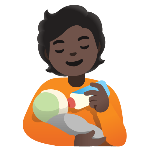 Google design of the person feeding baby: dark skin tone emoji verson:Noto Color Emoji 15.0