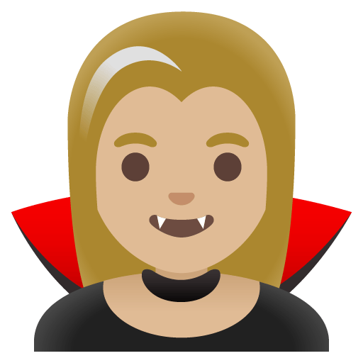 Google design of the woman vampire: medium-light skin tone emoji verson:Noto Color Emoji 15.0