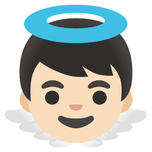 Google design of the baby angel: light skin tone emoji verson:Noto Color Emoji 15.0