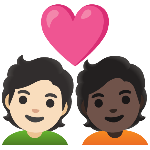 Google design of the couple with heart: person person light skin tone dark skin tone emoji verson:Noto Color Emoji 15.0
