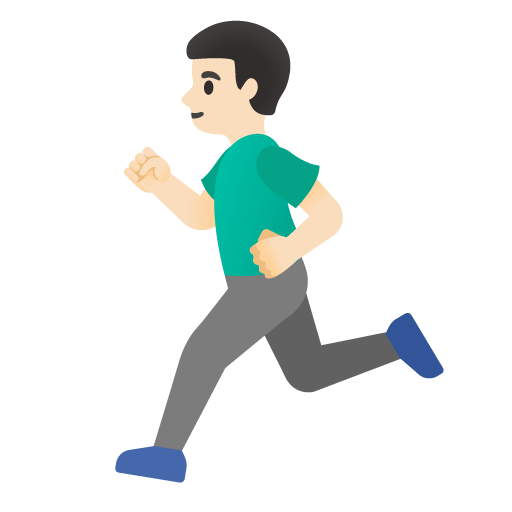Google design of the man running: light skin tone emoji verson:Noto Color Emoji 15.0